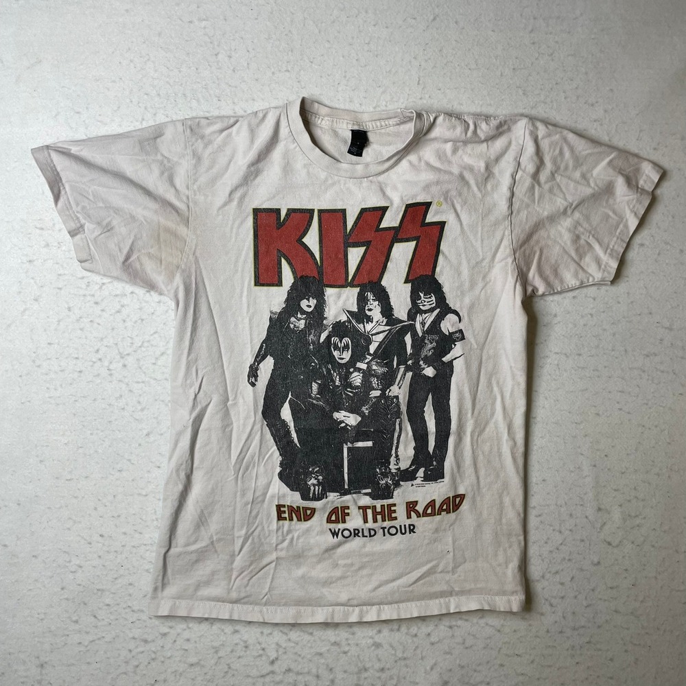 KISS Graphic T-Shirt Mens Size‎ M White End of the Road World Tour Band Tee